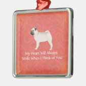 Pug Silhouette Thinking of You Design Metalen Ornament (Links)