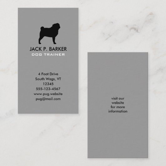 Pug Silhouette Visitekaartje (Voorkant / Achterkant)