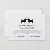 Pug Silhouetten Bruiloft RSVP Antwoord (Voorkant)