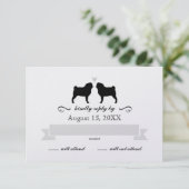 Pug Silhouetten Bruiloft RSVP Antwoord (Staand voorkant)