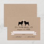 Pug Silhouetten Bruiloft RSVP Antwoord (Voorkant / Achterkant)