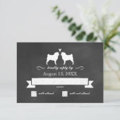Pug Silhouetten Bruiloft RSVP Antwoord (Staand voorkant)