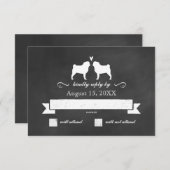 Pug Silhouetten Bruiloft RSVP Antwoord (Voorkant / Achterkant)