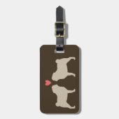 Pug Silhouetten met Hart Gepersonaliseerd Hondenli Bagagelabel (Voorkant verticaal)
