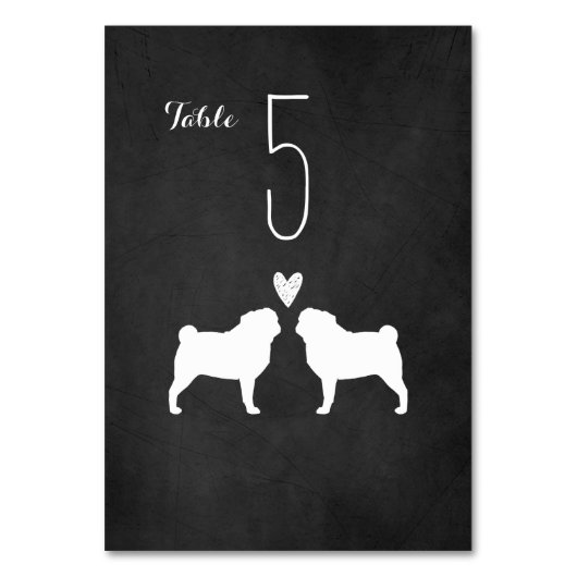 Pug Silhouettes Chalkboard stijl bruiloft Kaart (Voorkant)