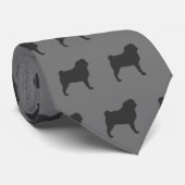 Pug Silhouettes | Honden Patroon | Kool Canines Gr Stropdas (Opgerold)