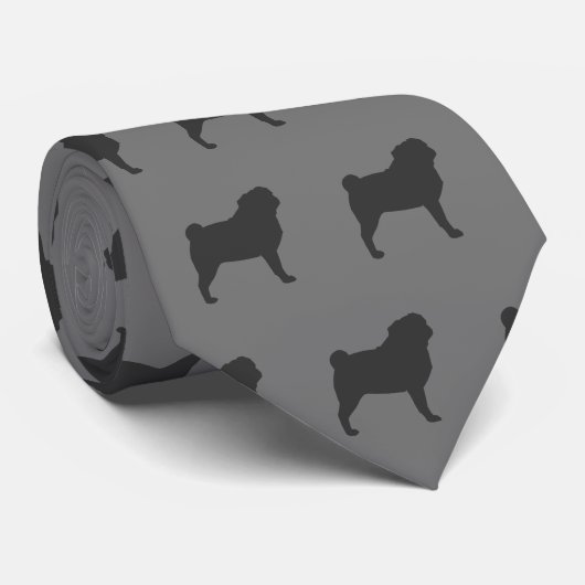 Pug Silhouettes | Honden Patroon | Kool Canines Gr Stropdas (Opgerold)