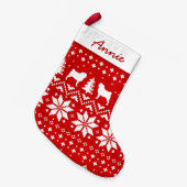 Pug Silhouettes kerst Pattern Cute Kleine Kerstsok (Voorkant (Hangend))