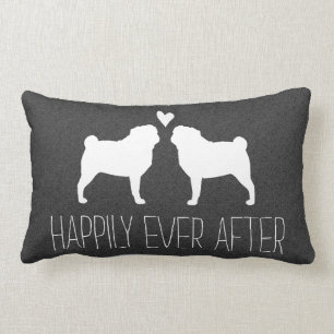 Pug Silhouettes met hart   Aangepast voor Happy Co Kussen