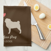 Pug Silhouettes met hart en tekst Theedoek (Quarter Fold)