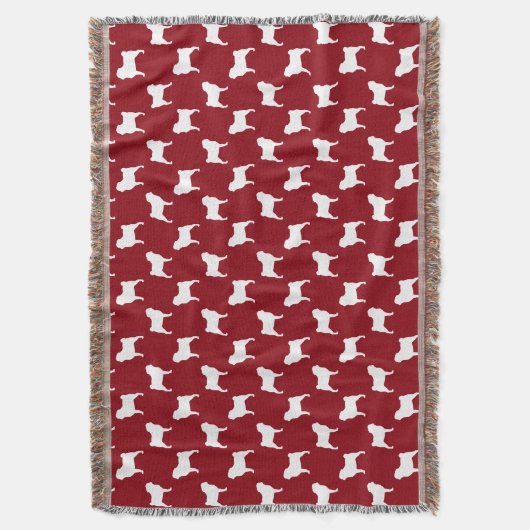 Pug Silhouettes Pattern Red en White Deken (Voorkant Verticaal)