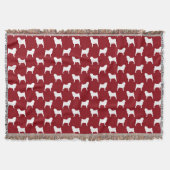 Pug Silhouettes Pattern Red en White Deken (Voorkant)