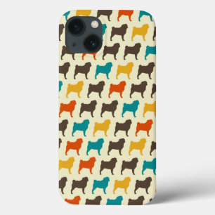 Pug Silhouettes   Retro Colors Hondenras Patroon Case-Mate iPhone Case