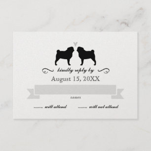 Pug Silhouettes Wedding RSVP Antwoord