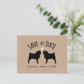 Pug Silhouettes Wedding Save the Date Aankondigingskaart (Staand voorkant)