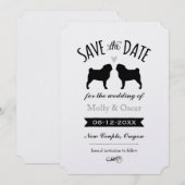 Pug Silhouettes Wedding Save the Date Uitnodiging (Voorkant / Achterkant)