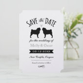 Pug Silhouettes Wedding Save the Date Uitnodiging (Staand voorkant)