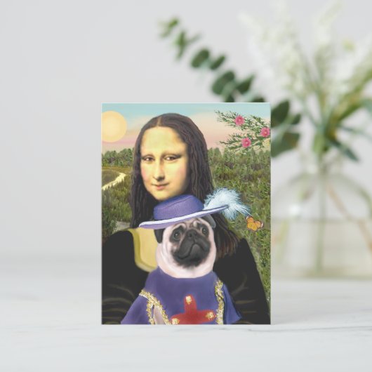 Pug (Sir) - Mona Lisa Briefkaart (Staand voorkant)