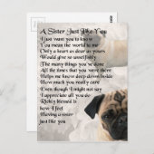 Pug Sister Poem Briefkaart (Voorkant / Achterkant)