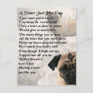 Pug Sister Poem Briefkaart