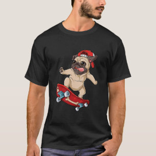 Pug Skateboard T-shirt Hond Puppy Grappige Skater