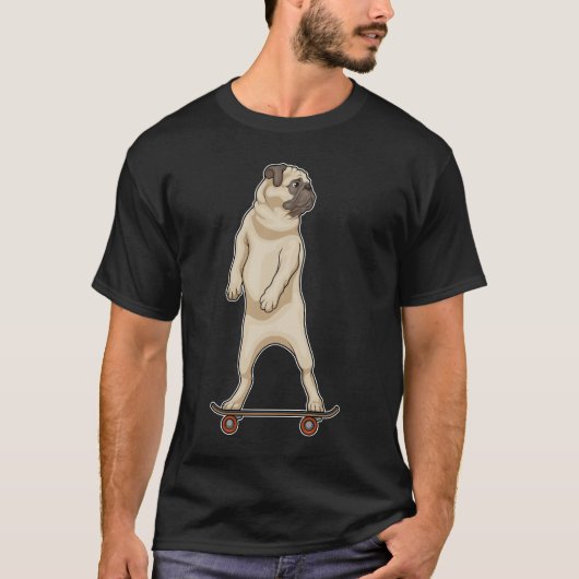 Pug Skater Skateboard Sport T-shirt (Voorkant)