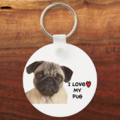 Pug Sleutelhanger"Ik hou van mijn Pug" Sleutelhanger (Voorkant)