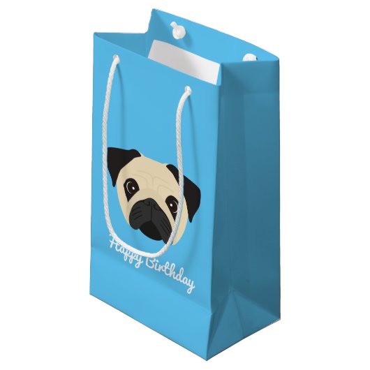 Pug Small Gift Bag Klein Cadeauzakje (Voorkant Gekanteld)
