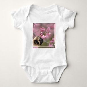Pug Smelling Cherry Blossom Romper