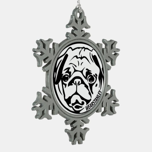 pug sneeuwvlok tin sneeuwvlok ornament (Links)