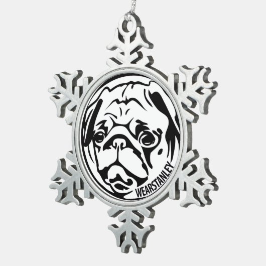 pug sneeuwvlok tin sneeuwvlok ornament (Rechts)