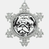 pug sneeuwvlok tin sneeuwvlok ornament (Voorkant)