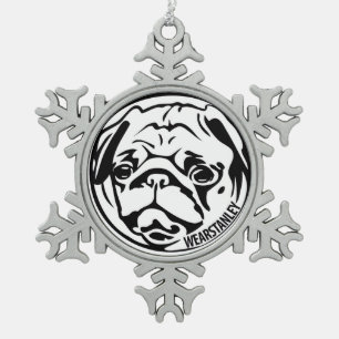 pug sneeuwvlok tin sneeuwvlok ornament