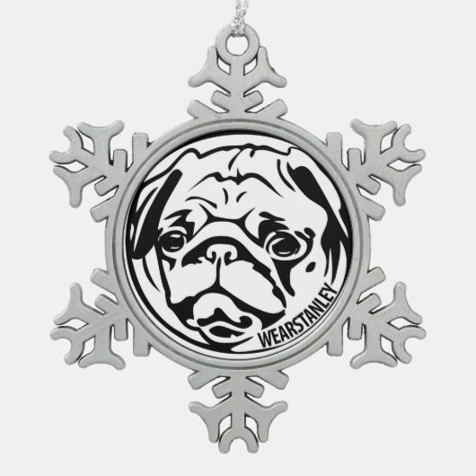 pug sneeuwvlok tin sneeuwvlok ornament (Voorkant)