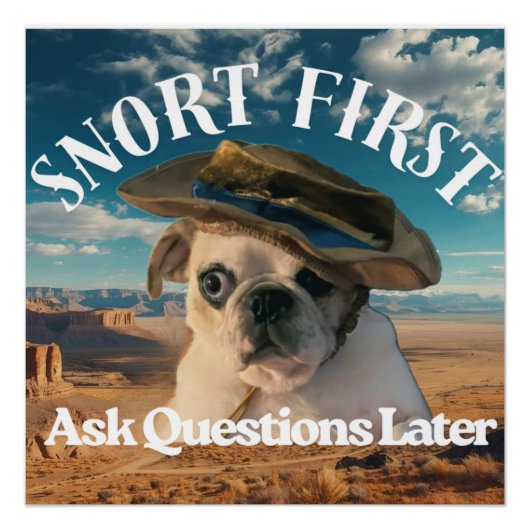 Pug Snort Eerst Vragen Stellen Later Perfect Poster (Voorkant)