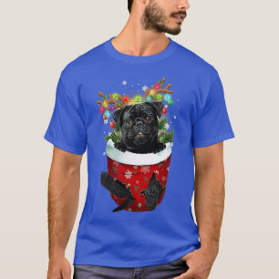 Pug Snow Pocket Dogs met kerstcadeau T-shirt