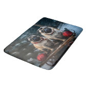 Pug Snowy Sleigh Kerstmisdecor Badmat (Gekanteld)
