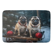 Pug Snowy Sleigh Kerstmisdecor Badmat (Voorkant)
