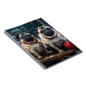 Pug Snowy Sleigh Kerstmisdecor Notitieboek (Rechterzijde)
