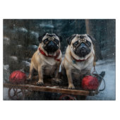 Pug Snowy Sleigh Kerstmisdecor Snijplank (Voorkant)