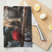 Pug Snowy Sleigh Kerstmisdecor Theedoek (Quarter Fold)