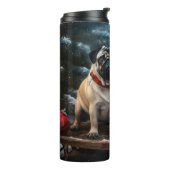 Pug Snowy Sleigh Kerstmisdecor Thermosbeker (Gedraaid links)