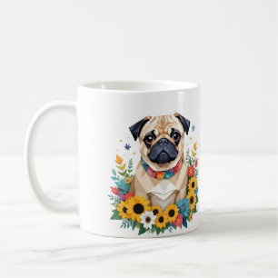 Pug speelse Schattige leuke dier kleurrijke geomet Koffiemok