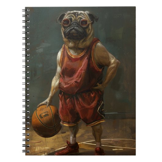 Pug speelt basketbal notitieboek (Voorkant)