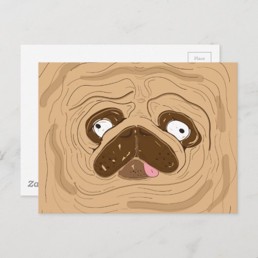 Pug Spreating Wrinkles Face Briefkaart (Voorkant / Achterkant)