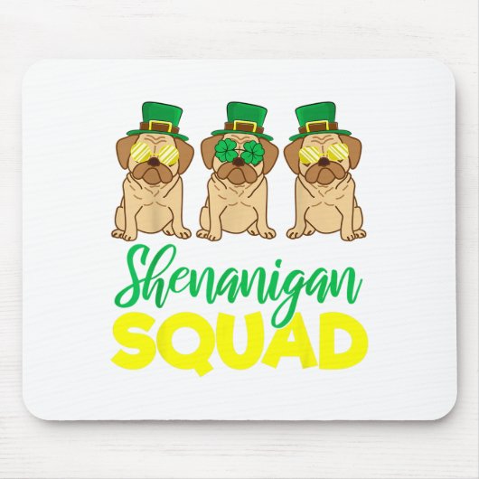 Pug Squad Funny Lucky St Patricks Day 2020 Team Gr Muismat (Voorkant)