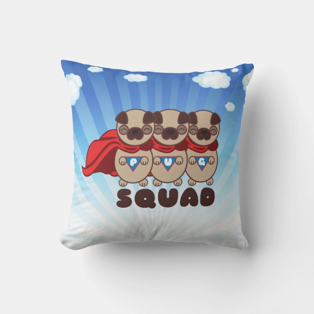 Pug Squad Pugs Ter Redding Kussen (Voorkant)