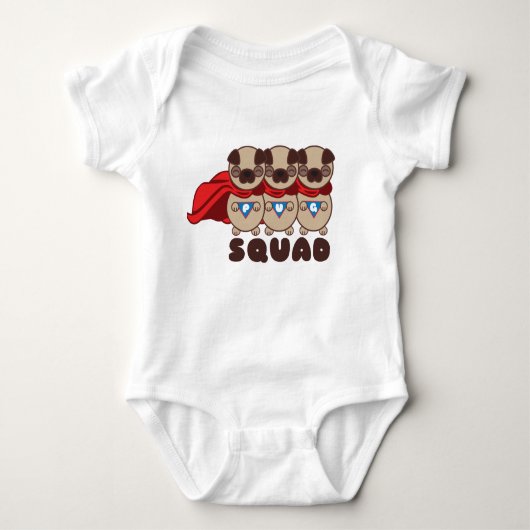 Pug Squad pugs to the Rescue Baby T-shirt Bodysuit (Voorkant)