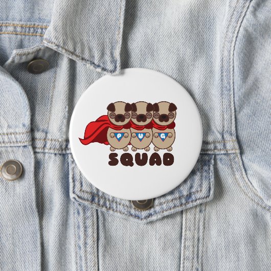 Pug Squad Round Button (In situ)