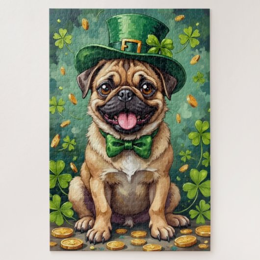 Pug St Patrick’s Day Funny Lucky Dog Legpuzzel (Verticaal)
